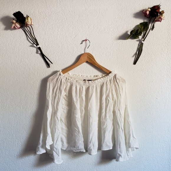 Tops - Crepe Off Shoulder Bell Sleeve Top